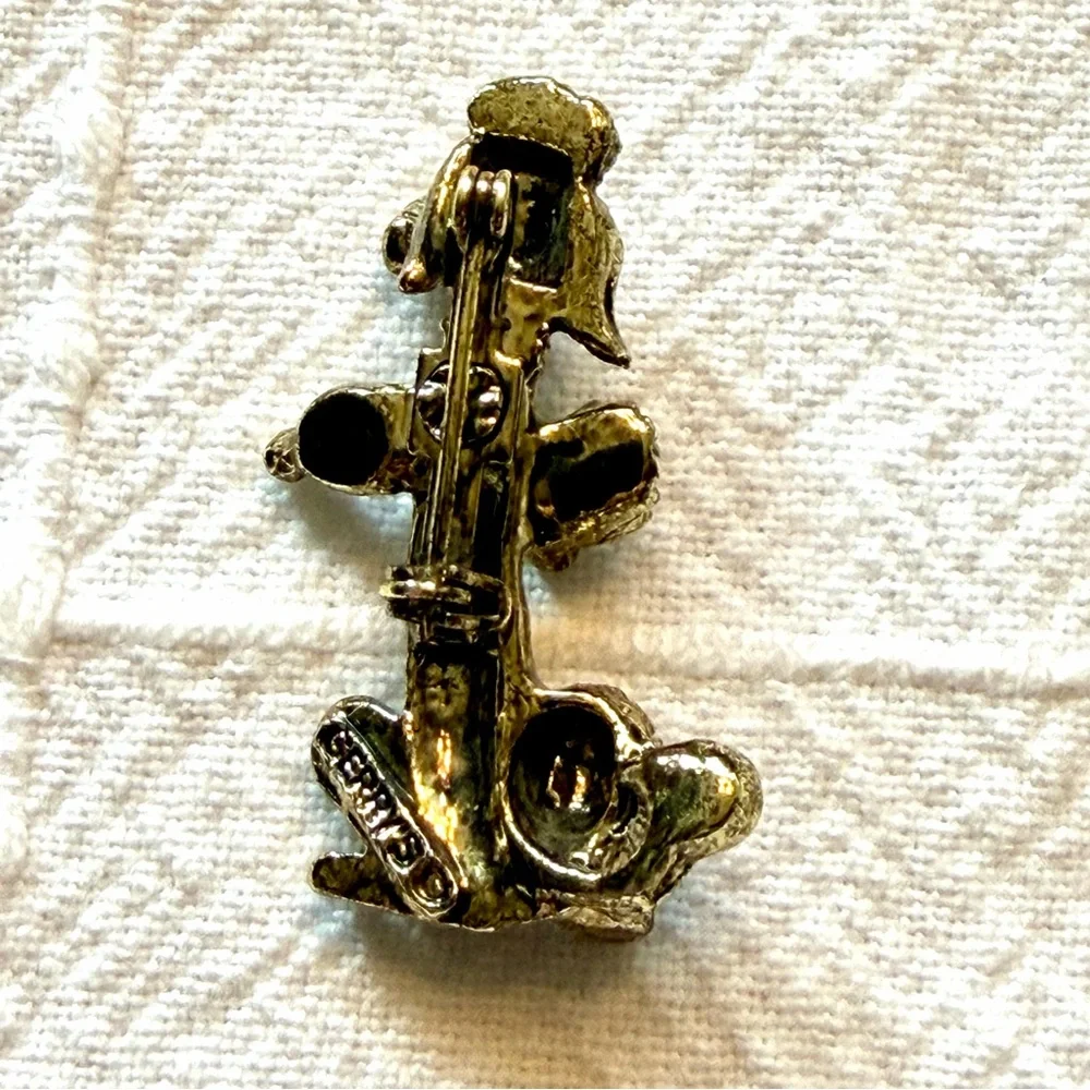Vintage Gerrys Gold Tone Poodle Brooch Textured Puppy Dog Pin Patina Signed